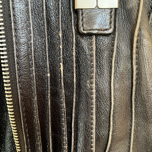 Tulah Ray Gray Distressed Leather Split Zip Satchel GUC - Picture 8 of 13